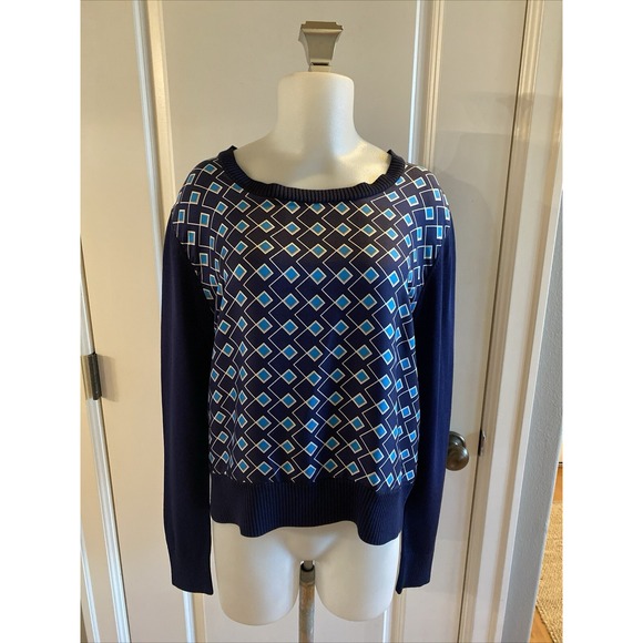 Diane Von Furstenberg Sweaters - DIANE VON FURSTENBERG Sweater Silk Size M Navy Blue Pullover Classic Preppy